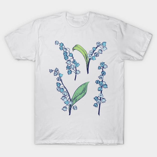 Blue Lily of the Valley T-Shirt by SWON Design